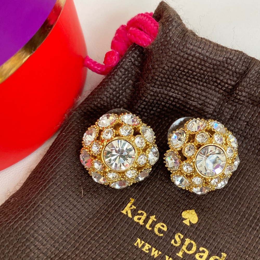 Kate Spade gold diamond large dome earrings
